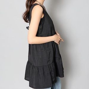 Free People Dark Gray Tunic Vest Button Mini Dress